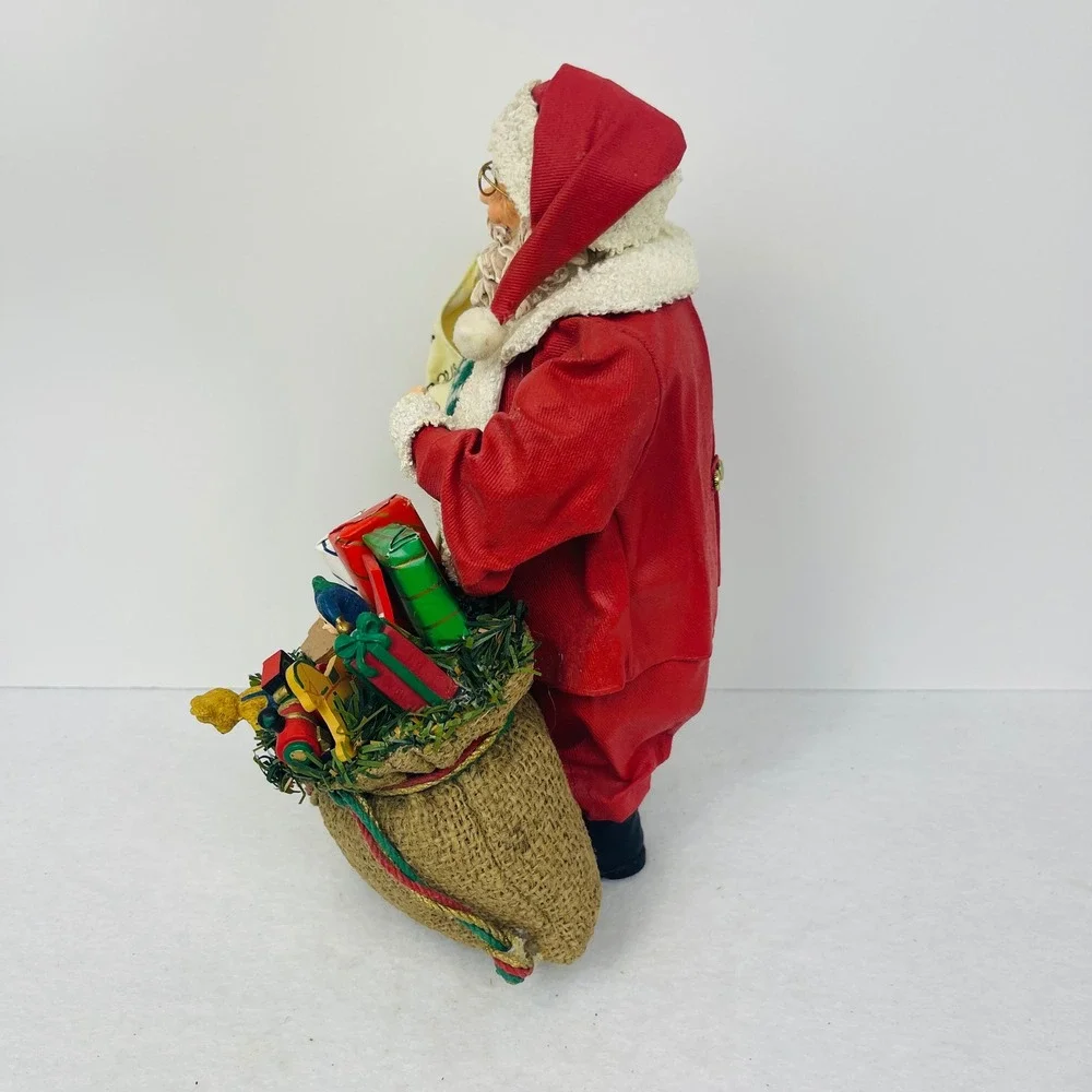 Vintage Santa Claus Figurine Naughty Nice List Toy Sack Christmas Decor 11 inch